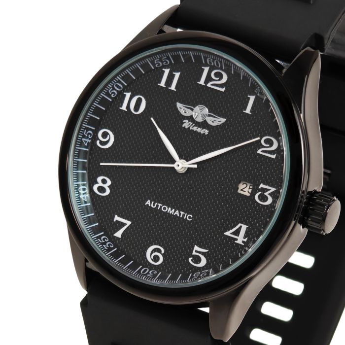 Чоловічий механічний годинник Winner Handsome Elastic Black, 2 ремінці - зображення 1