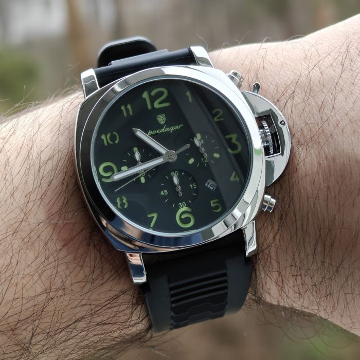 Чоловічий годинник Poedagar Luminious Rubber Black, 2 ремінці - зображення 7