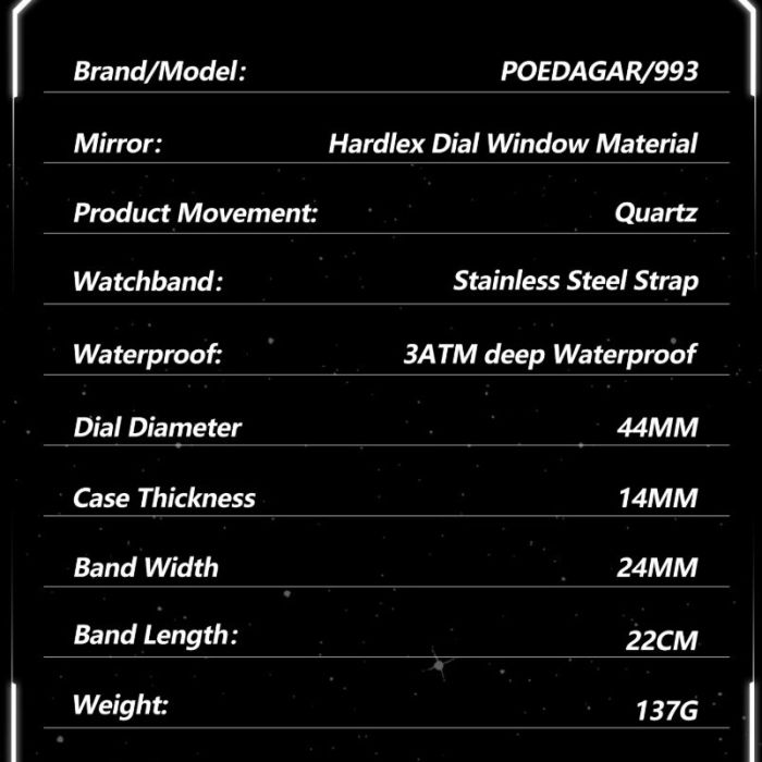 Чоловічий спортивний тактичний годинник Poedagar Dual Black - зображення 8