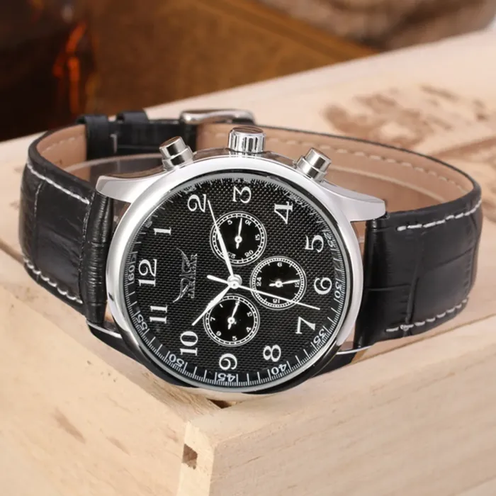 Чоловічий класичний механічний годинник Jaragar Elite Black 1013 - зображення 3