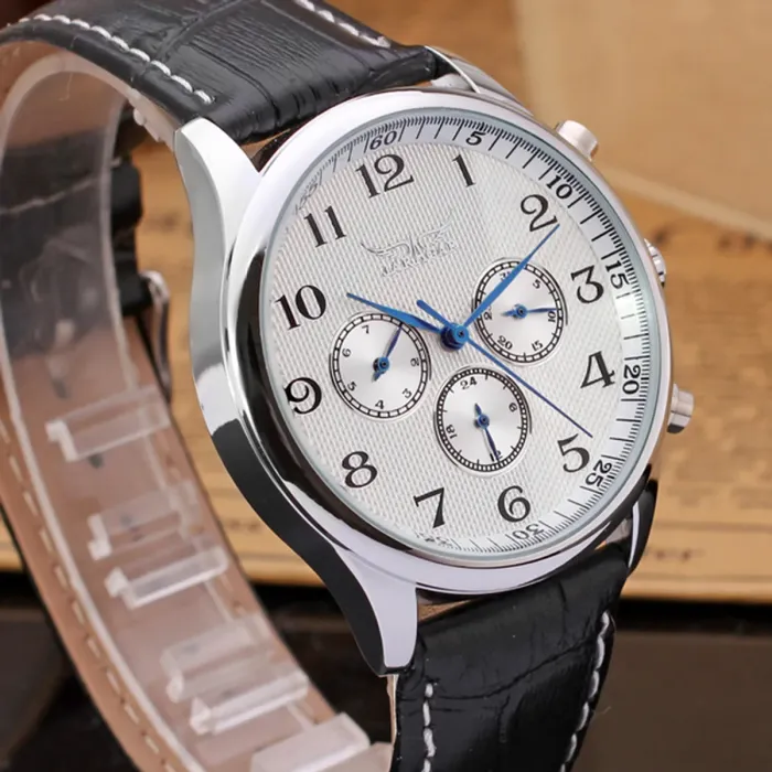 Чоловічий механічний годинник Jaragar Elite White Rubber, 2 ремінці - зображення 2