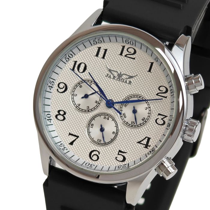 Чоловічий механічний годинник Jaragar Elite White Rubber, 2 ремінці - зображення 1