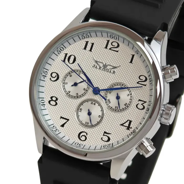 Чоловічий механічний годинник Jaragar Elite White Rubber, 2 ремінці - зображення 1