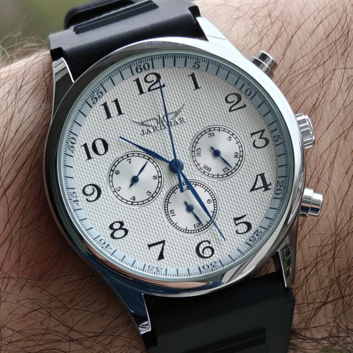 Чоловічий механічний годинник Jaragar Elite White Rubber, 2 ремінці - зображення 5