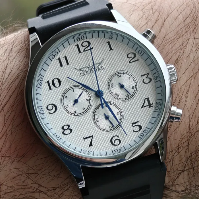 Чоловічий механічний годинник Jaragar Elite White Rubber, 2 ремінці - зображення 5