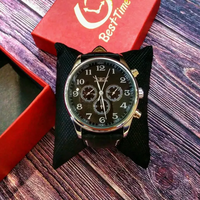 Чоловічий класичний механічний годинник Jaragar Elite Black 1013 - зображення 8