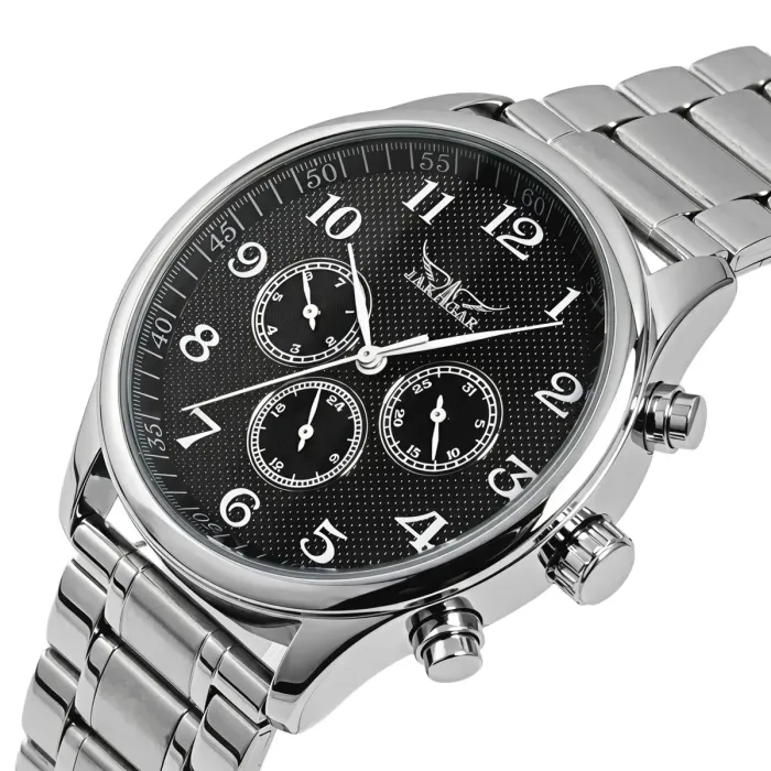 Чоловічий механічний годинник Jaragar Elite Pure Silver, 2 ремінці - зображення 1