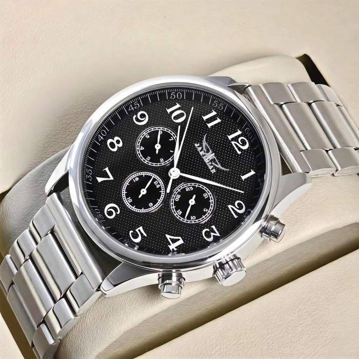 Чоловічий механічний годинник Jaragar Elite Pure Silver, 2 ремінці - зображення 2