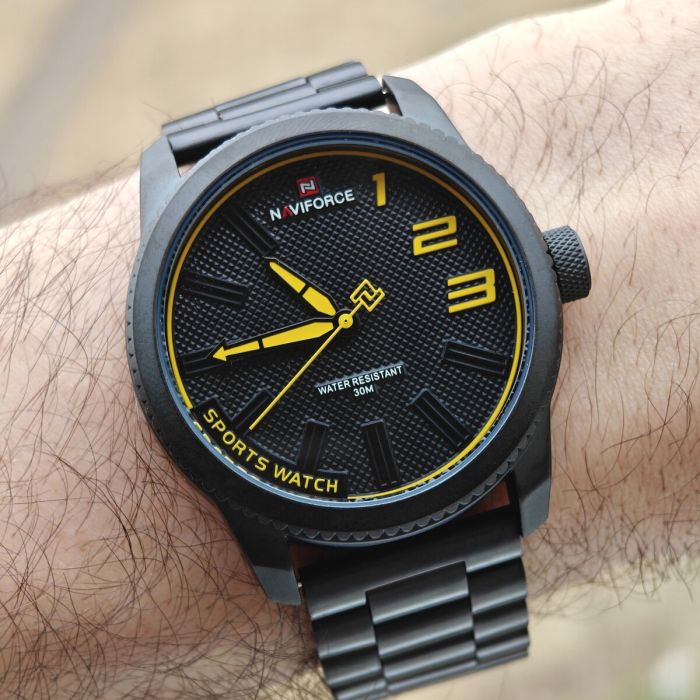 Чоловічий спортивний годинник Naviforce Kvantum Black Steel, 2 ремінці - зображення 7