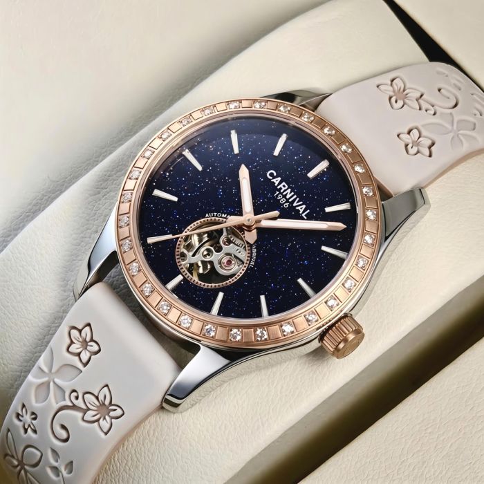 Жіночий механічний годинник Carnival Lady Elite Beige Flower, 2 ремінці - изображение 2