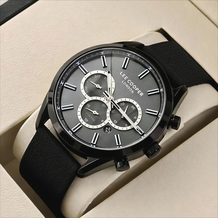 Чоловічий водостійкий годинник Lee Cooper England Midnight Black, 2 ремінці - зображення 2