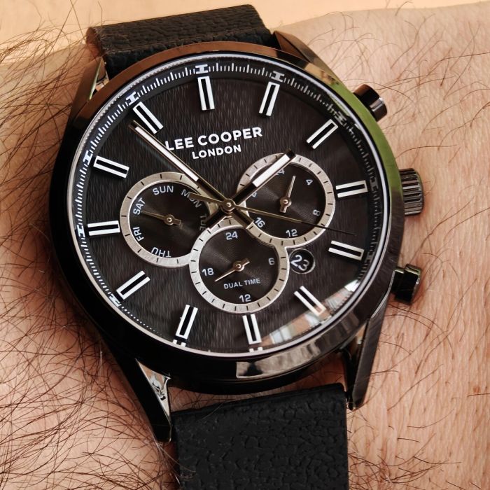 Чоловічий водостійкий годинник Lee Cooper England Midnight Black, 2 ремінці - зображення 7