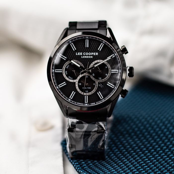 Чоловічий водостійкий годинник Lee Cooper England Midnight Black, 2 ремінці - зображення 3