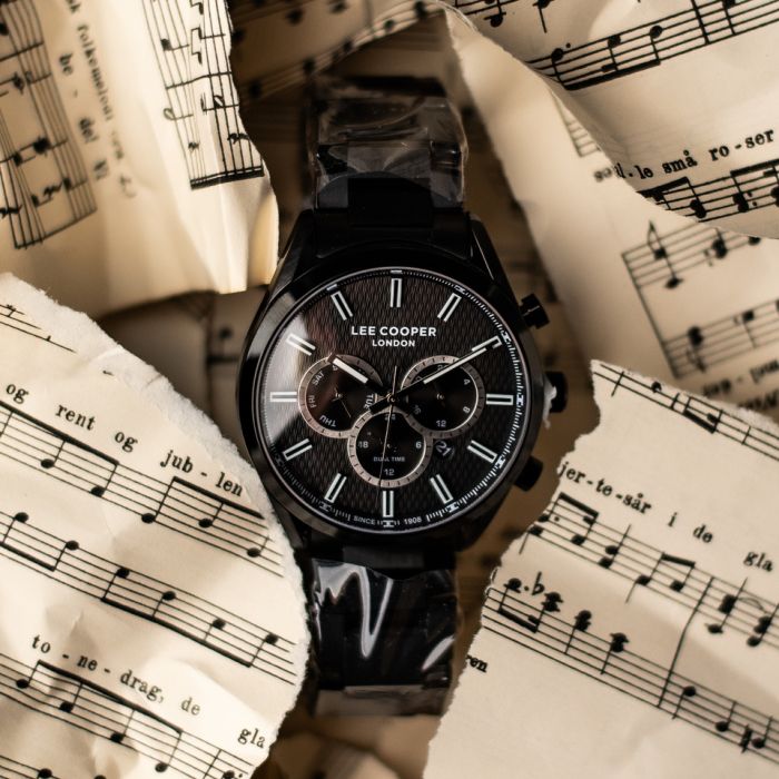 Чоловічий водостійкий годинник Lee Cooper England Midnight Black, 2 ремінці - зображення 4