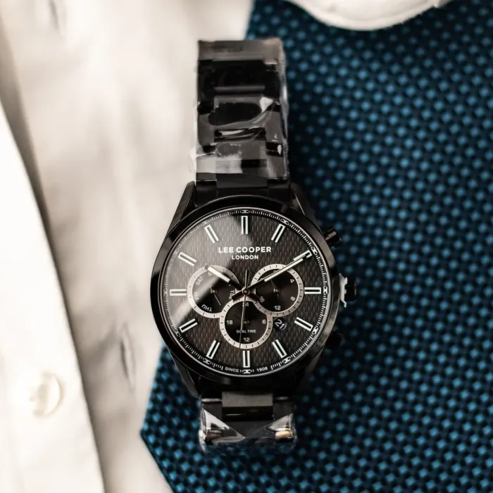 Чоловічий водостійкий годинник Lee Cooper England Midnight Black, 2 ремінці - зображення 5