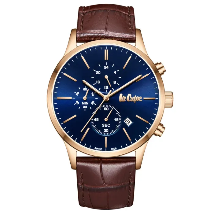 Чоловічий водостійкий годинник Lee Cooper Leather Gold - зображення 2
