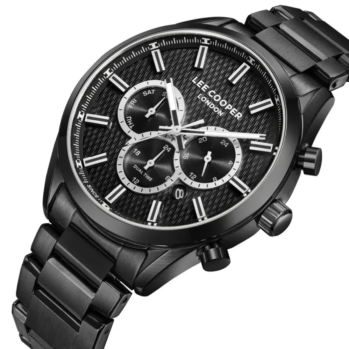 Чоловічий водостійкий годинник Lee Cooper England Black - зображення 1