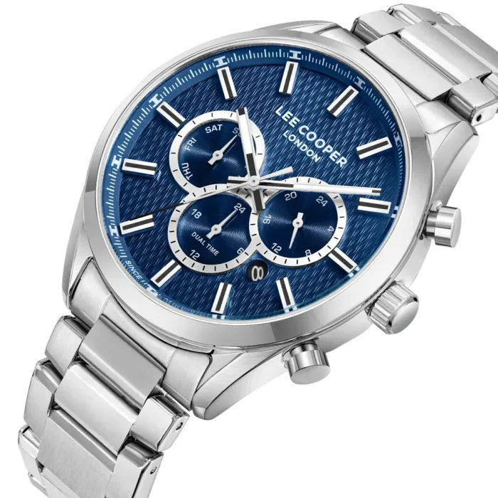 Чоловічий водостійкий годинник Lee Cooper England Silver - зображення 1