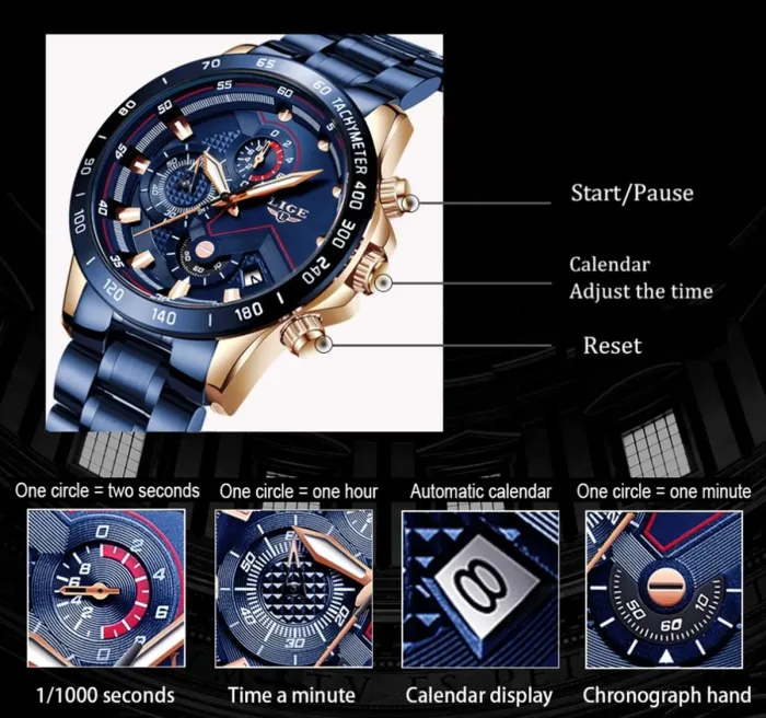 Чоловічі годинники Lige Blue Stanford - зображення 7