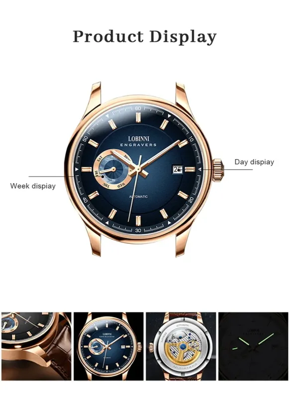 Чоловічий механічний годинник Lobinni Favorite - зображення 4