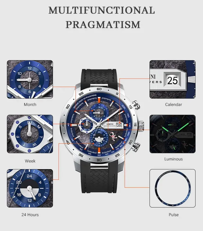 Чоловічий механічний годинник Lobinni Speed - зображення 6