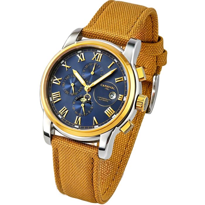 Чоловічий механічний годинник Carnival London Sahara Gold, 2 ремінці - изображение 2