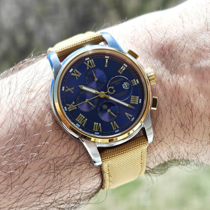 Чоловічий механічний годинник Carnival London Sahara Gold, 2 ремінці - изображение 8