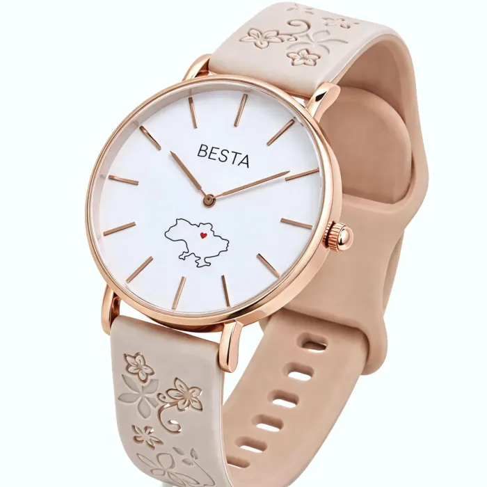 Унісекс годинники Besta Love UA Beige Flower, 2 ремінці - зображення 2