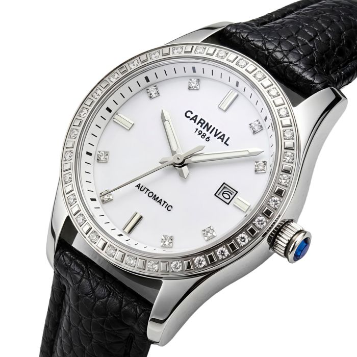 Жіночий механічний годинник Carnival Luiza White Leather - зображення 1