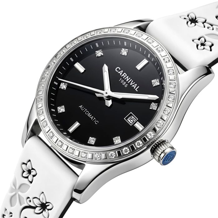 Жіночий механічний годинник Carnival Luiza Black Flower, 2 ремінці - изображение 1