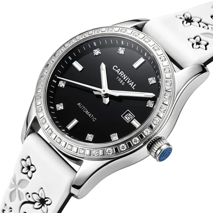 Жіночий механічний годинник Carnival Luiza Black Flower, 2 ремінці - зображення 1