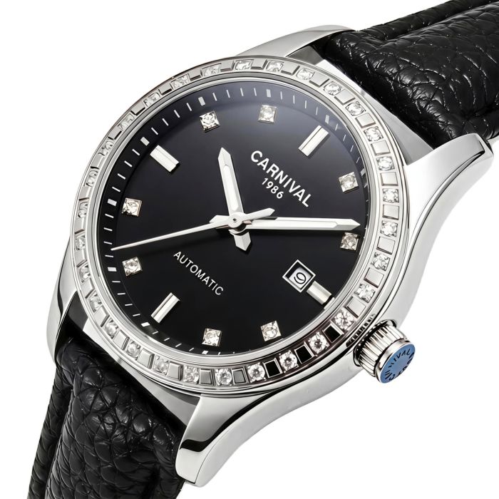 Жіночий механічний годинник Carnival Luiza Black Leather, 2 ремінці - изображение 1