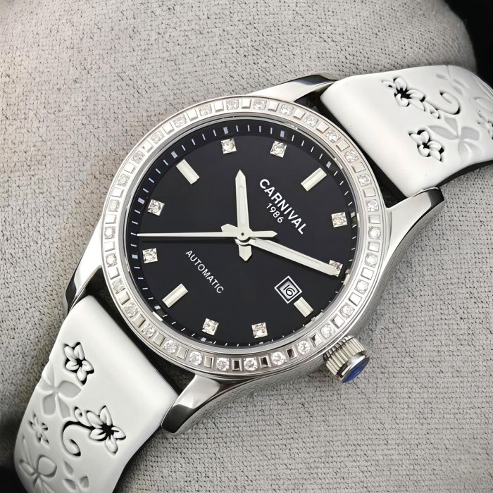 Жіночий механічний годинник Carnival Luiza Black Flower, 2 ремінці - изображение 2