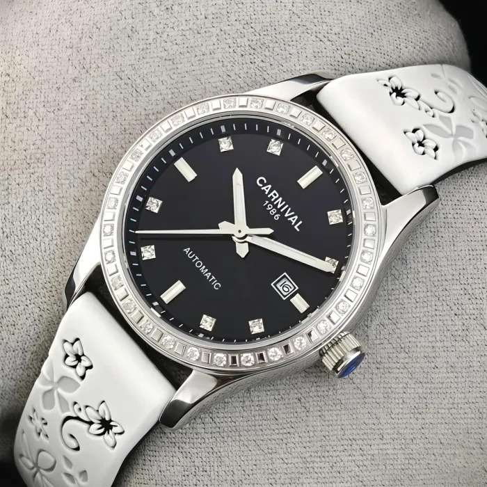 Жіночий механічний годинник Carnival Luiza Black Flower, 2 ремінці - зображення 2