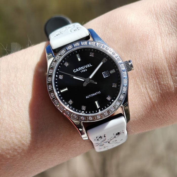 Жіночий механічний годинник Carnival Luiza Black Flower, 2 ремінці - изображение 6