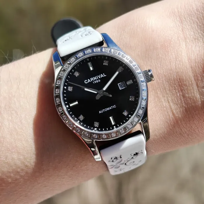 Жіночий механічний годинник Carnival Luiza Black Flower, 2 ремінці - зображення 6
