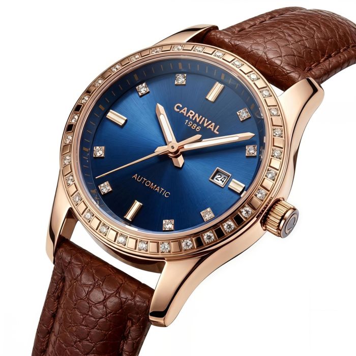 Жіночий механічний годинник Carnival Maldives Leather Brown - изображение 1