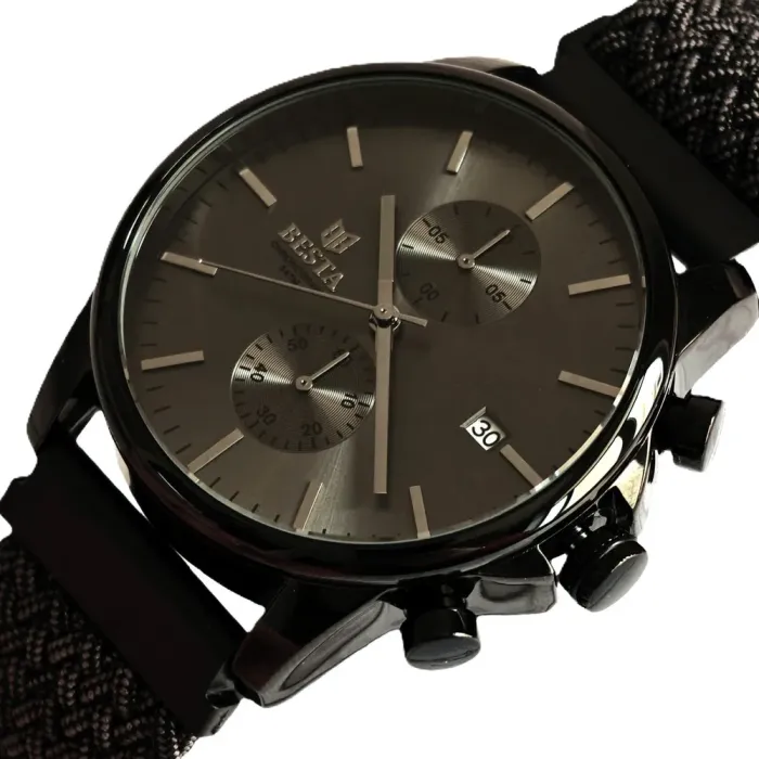 Чоловічий годинник Besta Mars Black & Gray Nylon, 2 ремінці - зображення 1