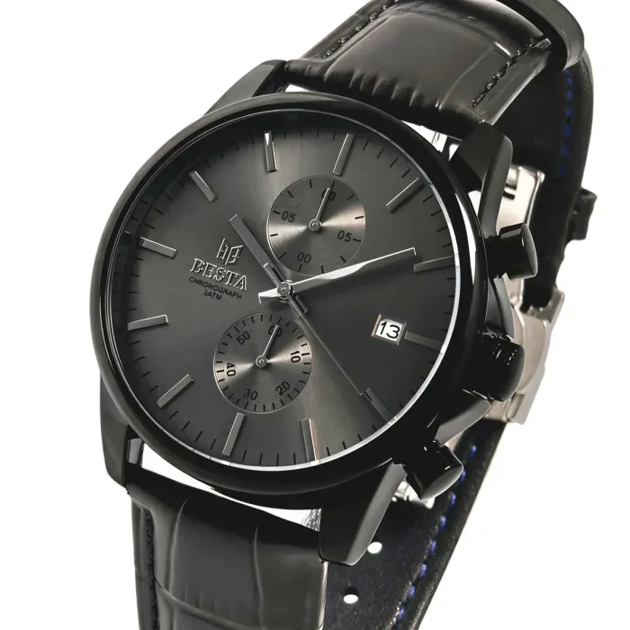 Чоловічий годинник Besta Mars Premium Leather Black, 2 ремінці - зображення 2