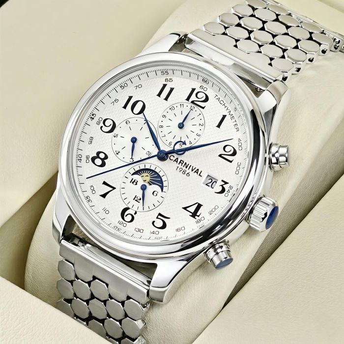 Чоловічий механічний годинник Carnival Masters Silver Honey, 2 ремінці - изображение 2