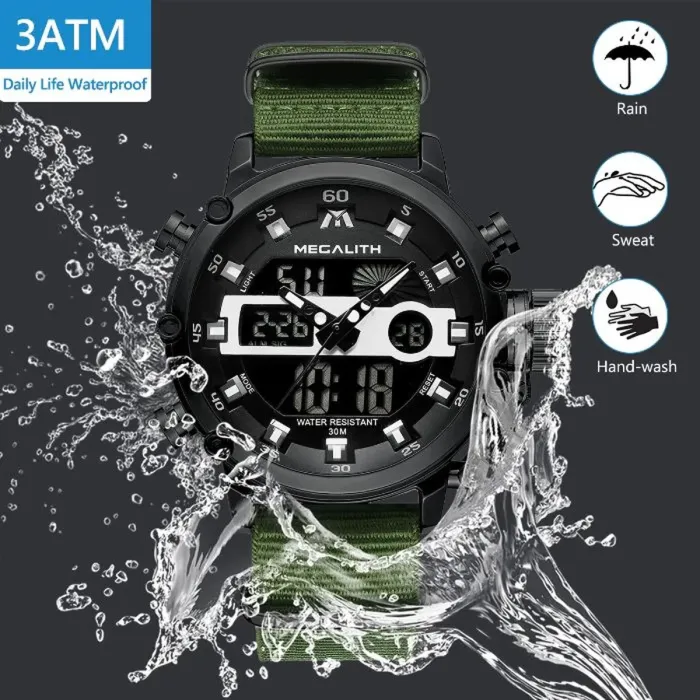 Чоловічий спортивний тактичний годинник MegaLith Prof Green - зображення 3