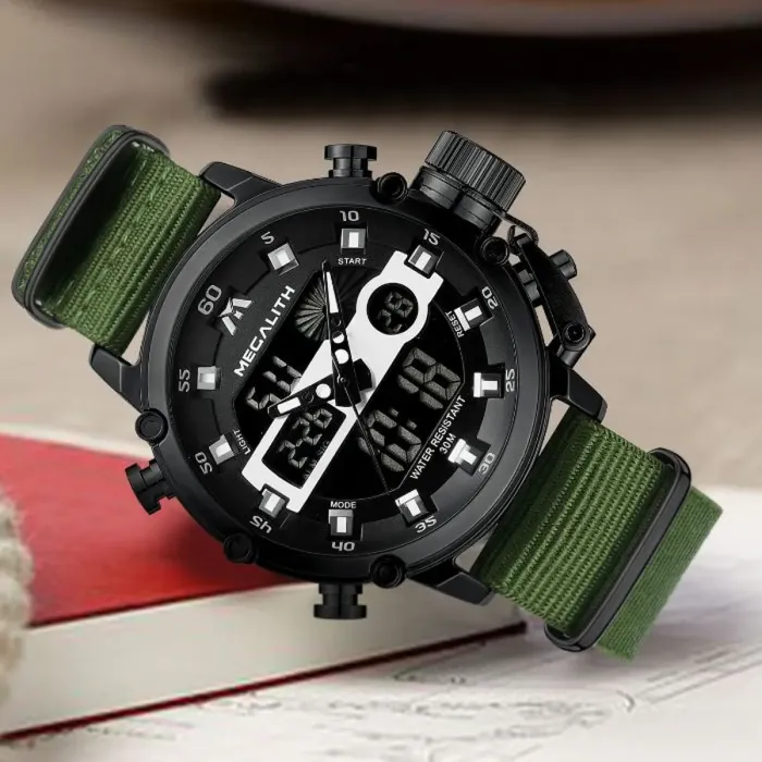 Чоловічий спортивний тактичний годинник MegaLith Prof Green - зображення 4