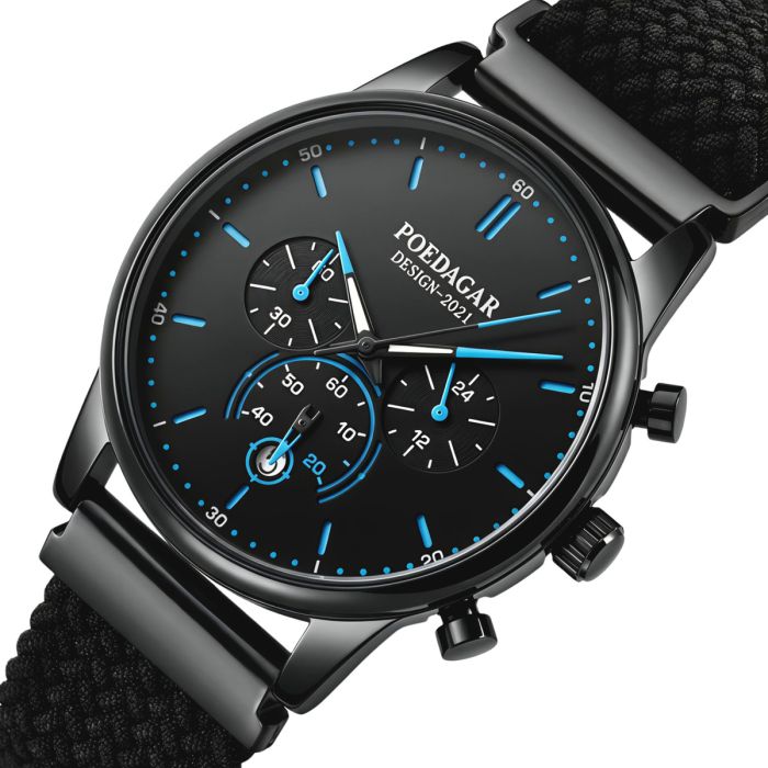 Чоловічий годинник Poedagar Misto Gravy Black, 2 ремінці - зображення 1