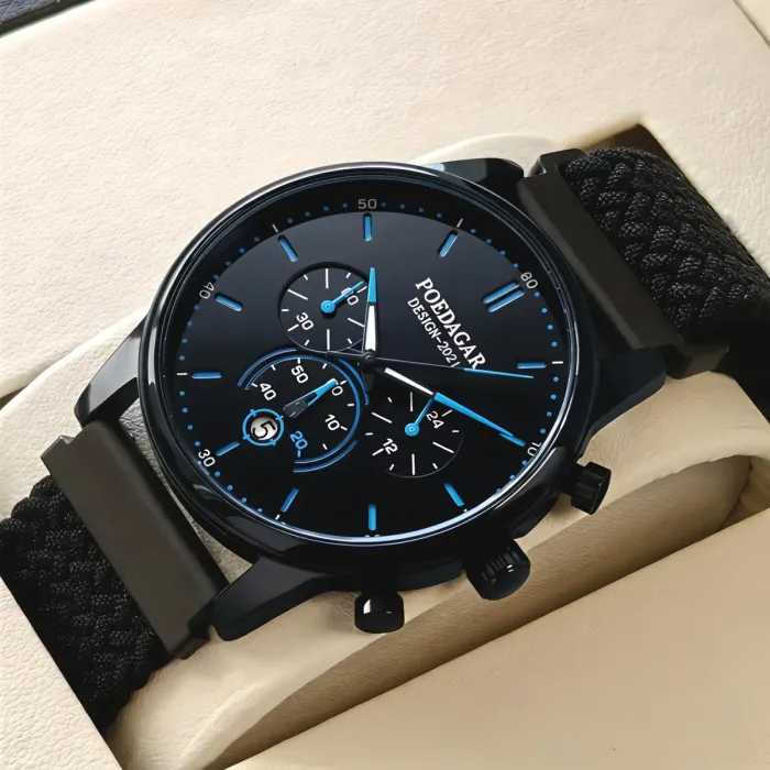 Чоловічий годинник Poedagar Misto Gravy Black, 2 ремінці - зображення 2