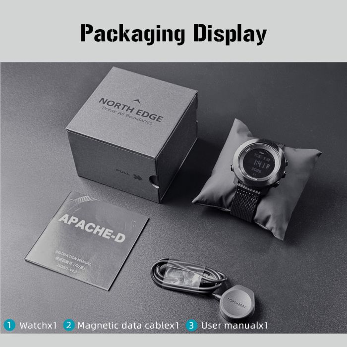 Чоловічий спортивний тактичний з компасом годинник North Edge Apache Model D Silicon, 2 ремінці - изображение 9