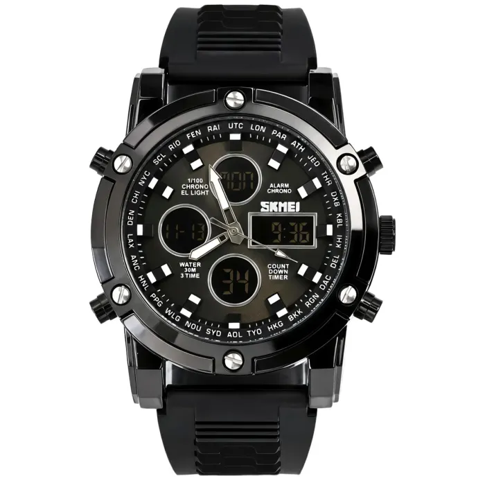 Чоловічий спортивний тактичний годинник Skmei Molot Sport Black - зображення 1