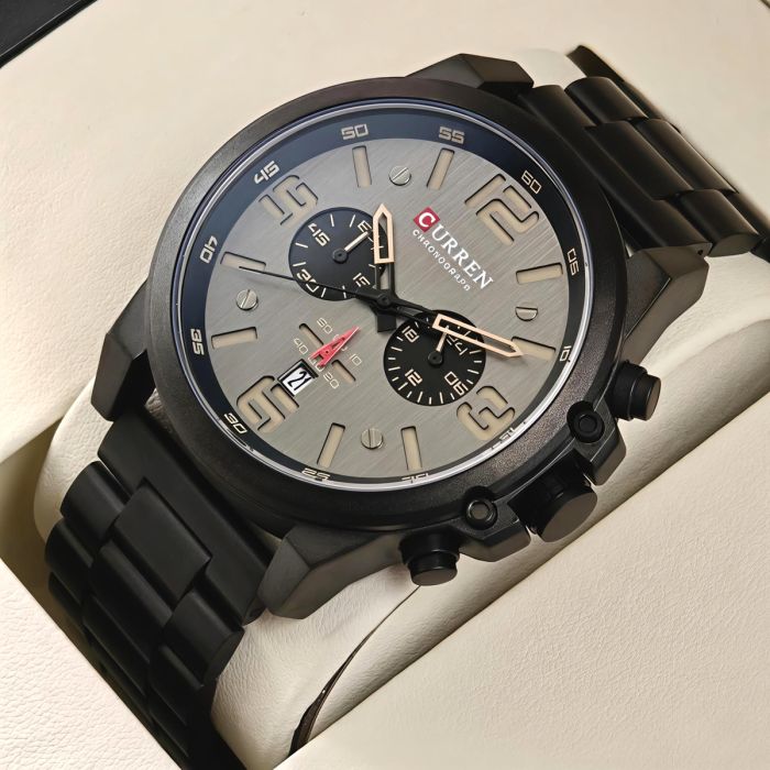 Чоловічий годинник Curren Monreal Black Metal, 2 ремінці - изображение 2