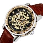 Чоловічий механічний годинник Winner Naturale Skeleton Leather