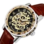 Чоловічий механічний годинник Winner Naturale Skeleton Leather