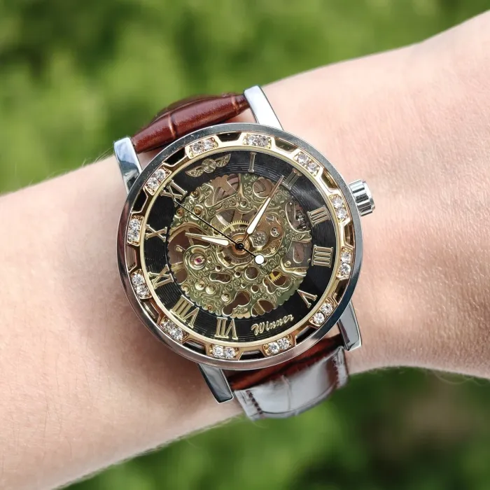 Чоловічий механічний годинник Winner Naturale Skeleton Leather - зображення 3